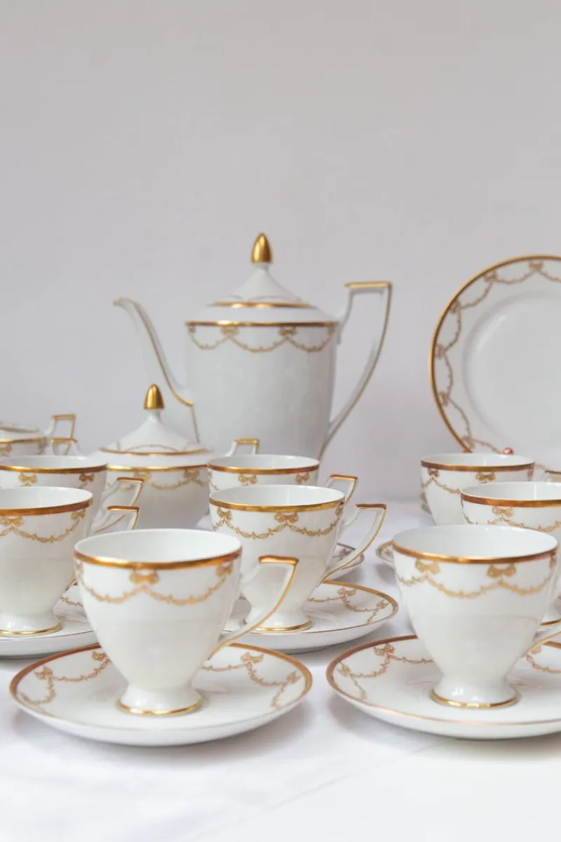 Hot Pamono Swedish Porcelain Coffee and Dessert Set for Eleven People, 1950s, Set of 39