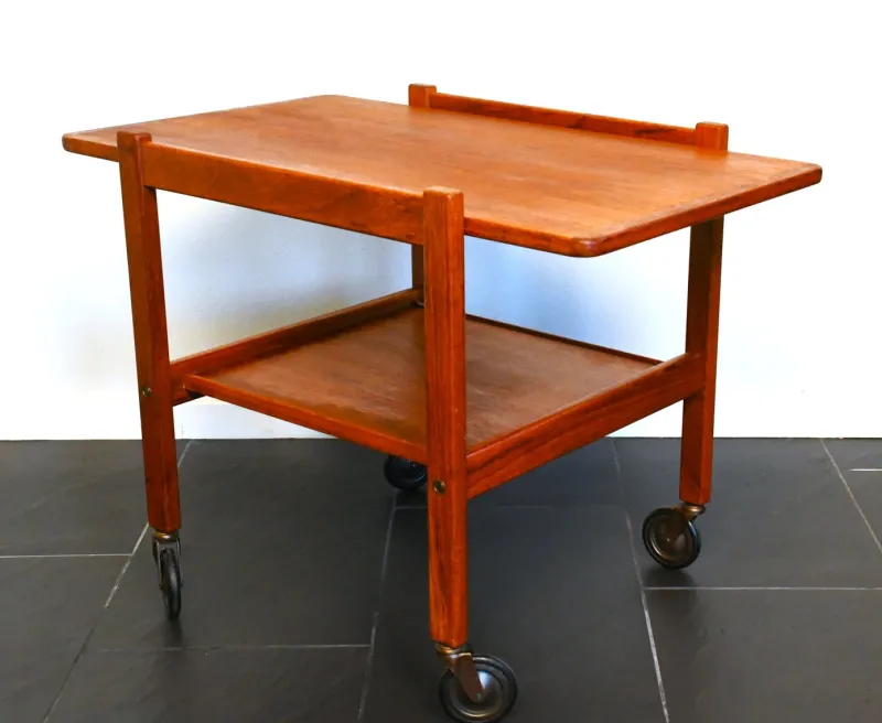 Best Pamono Swedish Rulle Teak Serving Cart by Källemo, 1960s