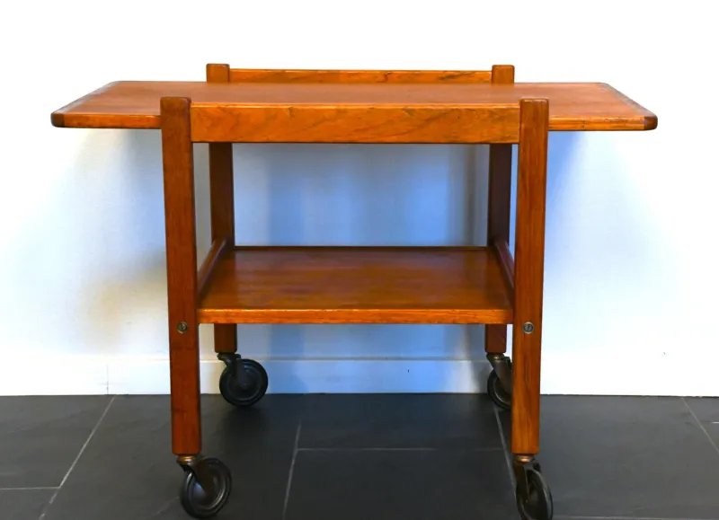 Best Pamono Swedish Rulle Teak Serving Cart by Källemo, 1960s