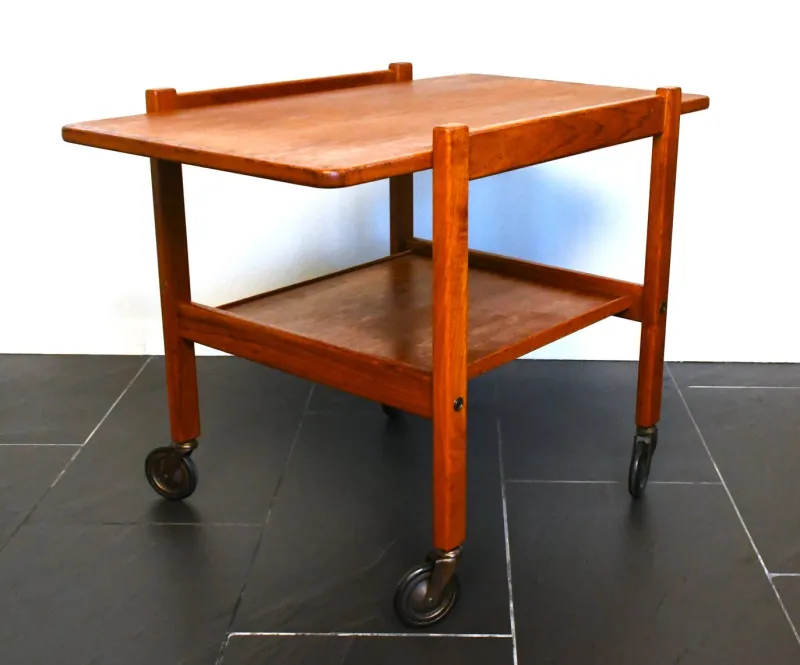 Best Pamono Swedish Rulle Teak Serving Cart by Källemo, 1960s