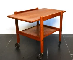 Best Pamono Swedish Rulle Teak Serving Cart by Källemo, 1960s