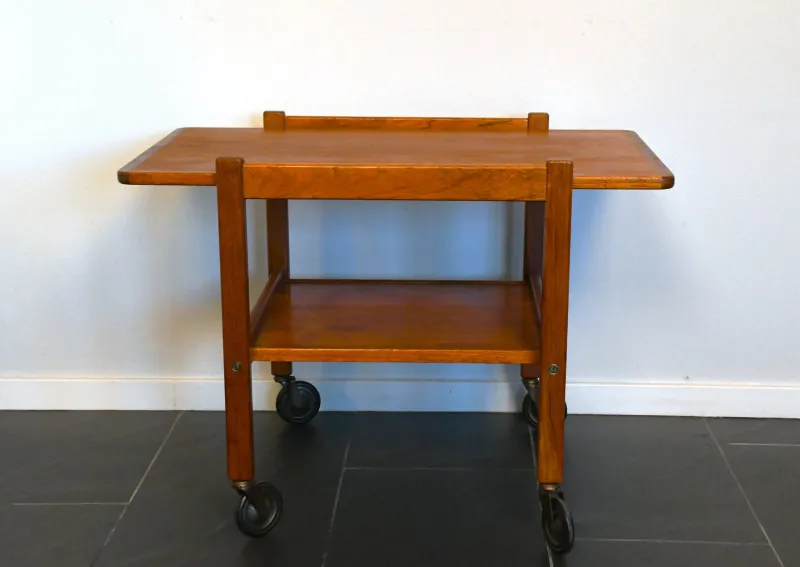 Best Pamono Swedish Rulle Teak Serving Cart by Källemo, 1960s