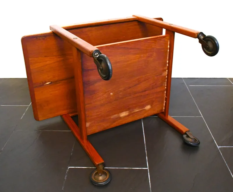 Best Pamono Swedish Rulle Teak Serving Cart by Källemo, 1960s
