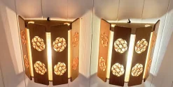 Pamono Swedish Wall Lamps in Pinewood, 1970s, Set of 2><noscript><img width=