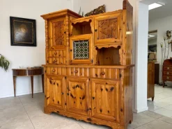 Pamono Swiss Pine Sideboard with Leaded Glass