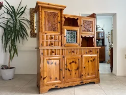 Pamono Swiss Pine Sideboard with Leaded Glass