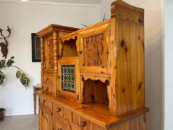 Pamono Swiss Pine Sideboard with Leaded Glass