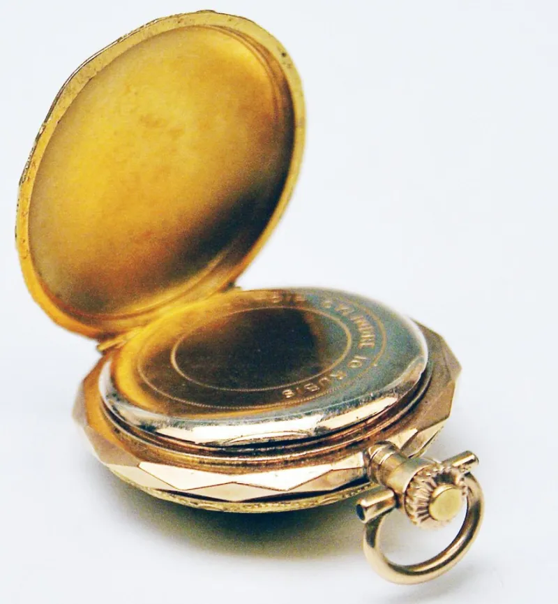 Pamono Swiss Pocket Watch in 14 Carat Gold with Diamonds, 1890s> Watches