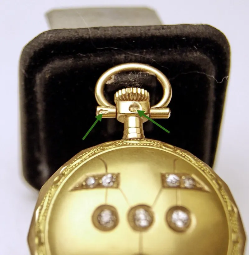 Pamono Swiss Pocket Watch in 14 Carat Gold with Diamonds, 1890s> Watches