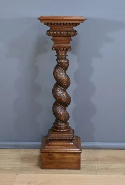 Pamono Swivel Column in Walnut, 1900s> Pedestals And Columns