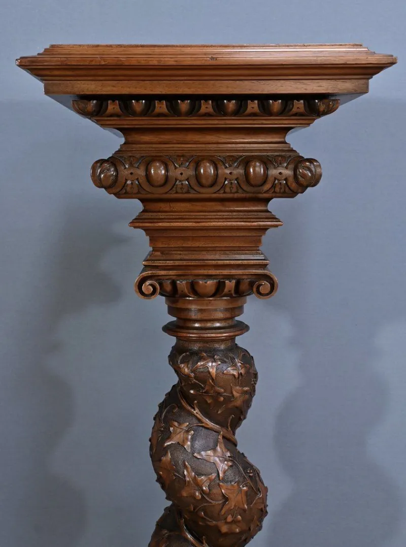 Pamono Swivel Column in Walnut, 1900s> Pedestals And Columns