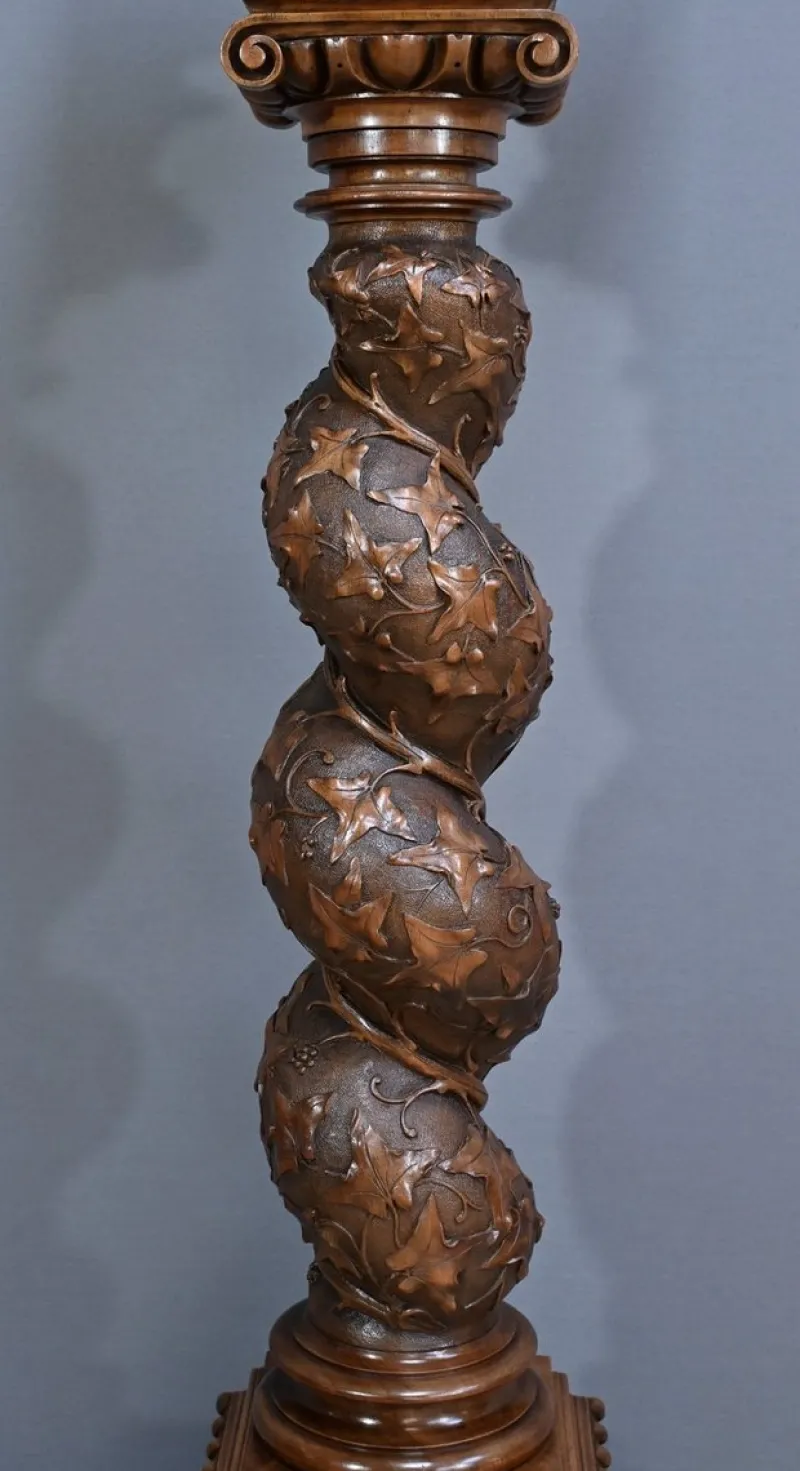 Pamono Swivel Column in Walnut, 1900s> Pedestals And Columns