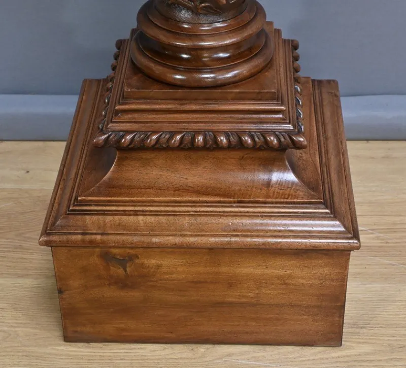 Pamono Swivel Column in Walnut, 1900s> Pedestals And Columns