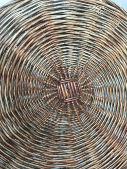 Pamono Table and 2 Wicker Stools 1960s, Set of 3><noscript><img width=