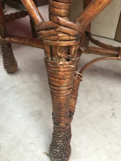 Pamono Table and 2 Wicker Stools 1960s, Set of 3><noscript><img width=
