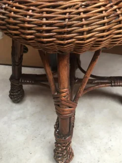 Pamono Table and 2 Wicker Stools 1960s, Set of 3><noscript><img width=