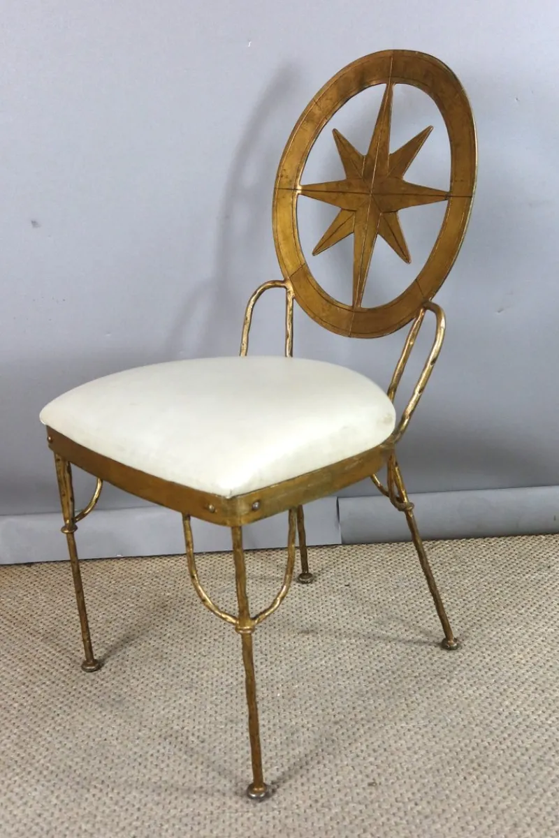 Clearance Pamono Table and Chairs in Gilded Iron, Set of 9