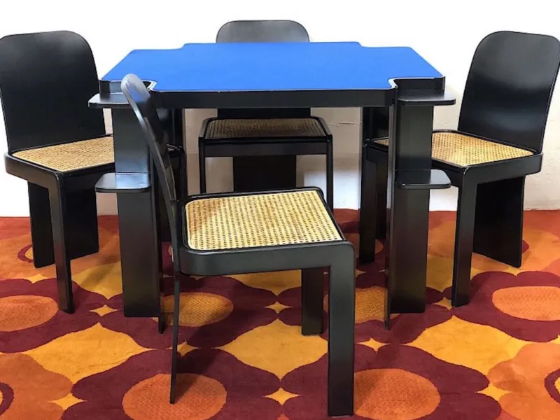 Hot Pamono Table and Game Chairs Set by Pierluigi Molinari, 1970s, Set of 5