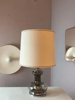 Pamono Table Lamp in Grey and Silver Smoked Glass> Table Lamps