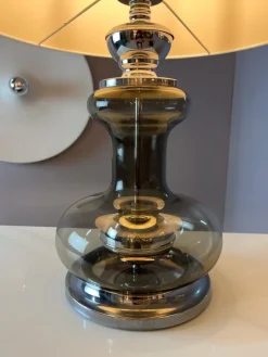Pamono Table Lamp in Grey and Silver Smoked Glass><noscript><img width=