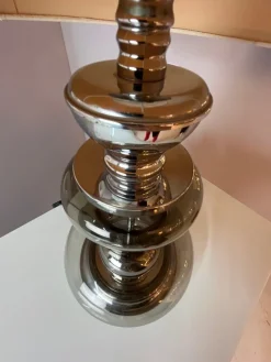 Pamono Table Lamp in Grey and Silver Smoked Glass><noscript><img width=