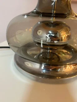Pamono Table Lamp in Grey and Silver Smoked Glass><noscript><img width=