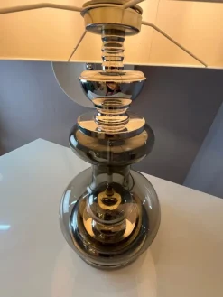 Pamono Table Lamp in Grey and Silver Smoked Glass><noscript><img width=