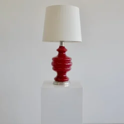 Pamono Table Lamp with Illuminated Coloured Glass Base, 1975><noscript><img width=