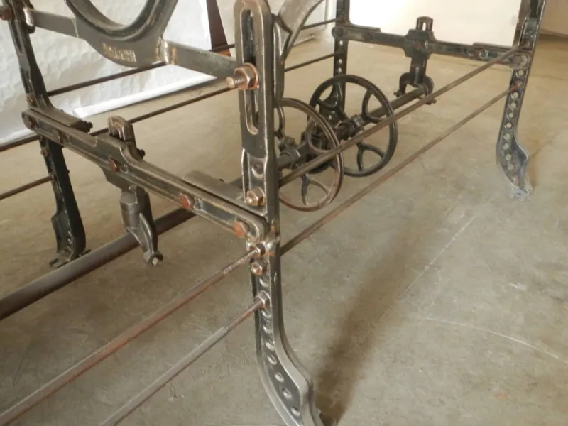 Pamono Table on Necchi Sewing Machine Base, 1920s> Worktables & Workbenches