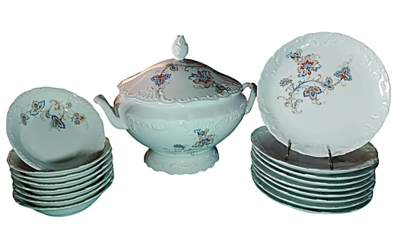 Clearance Pamono Table Service Ankara Model from Tharaud Limoges, Set of 18