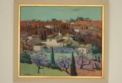 Clearance Pamono Tage Gavik, Blooming Almond Tree, Andalusia, Spain, 1950s, Oil on Canvas, Framed
