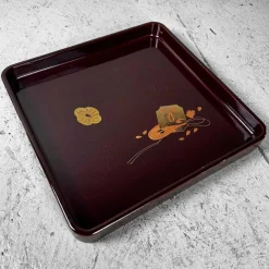 Clearance Pamono Taishō Era Wooden Lacquerware Maki-E Tray, Japan, 1920s