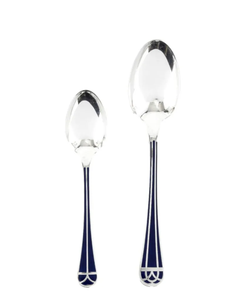 Hot Pamono Talisman Blue Lacquer Cutlery Set from Christofle, Set of 24