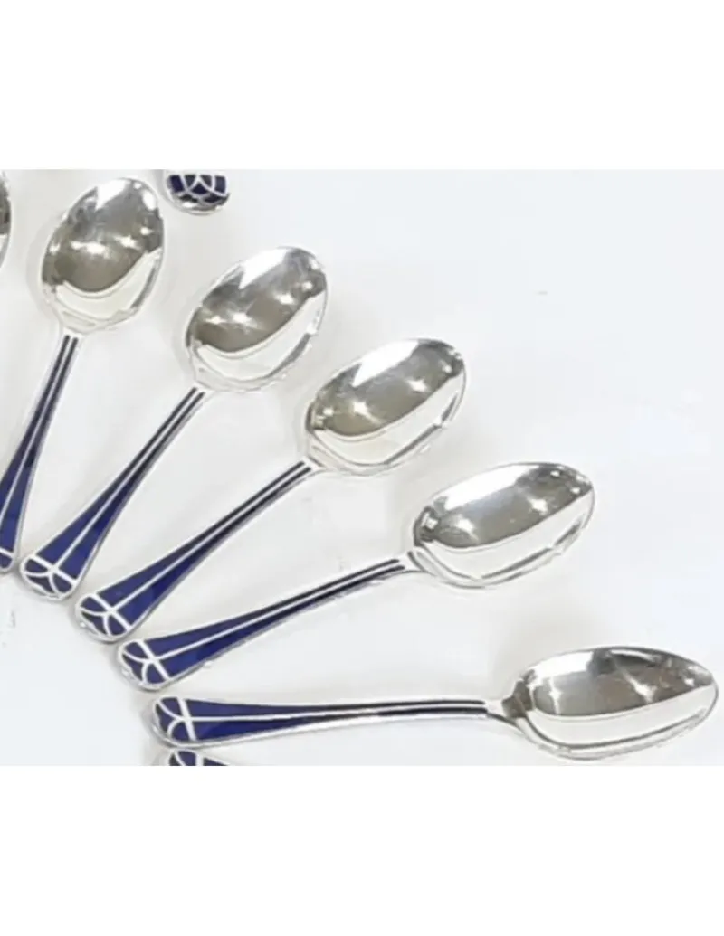 Hot Pamono Talisman Blue Lacquer Cutlery Set from Christofle, Set of 24