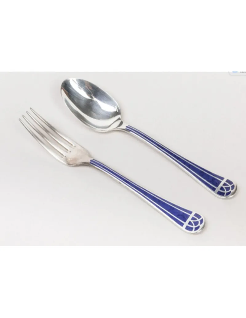 Hot Pamono Talisman Blue Lacquer Cutlery Set from Christofle, Set of 24