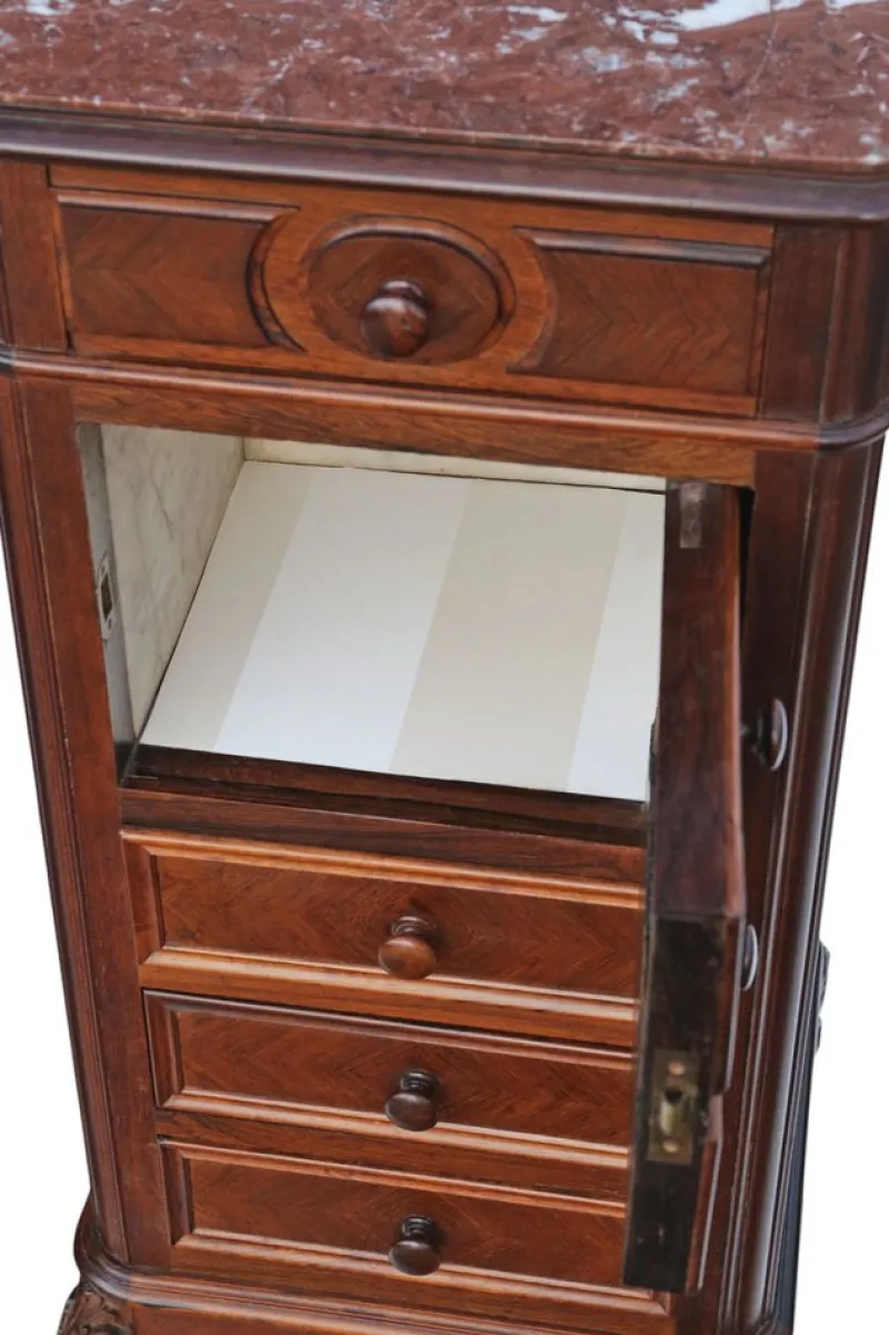 Outlet Pamono Tall Antique Parquetry Veneer Bedside Tables, 1910s, Set of 2