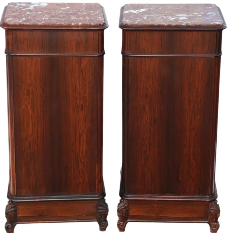 Outlet Pamono Tall Antique Parquetry Veneer Bedside Tables, 1910s, Set of 2