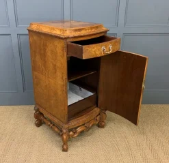 Pamono Tall Burr Walnut Pedestals, 1910, Set of 2><noscript><img width=