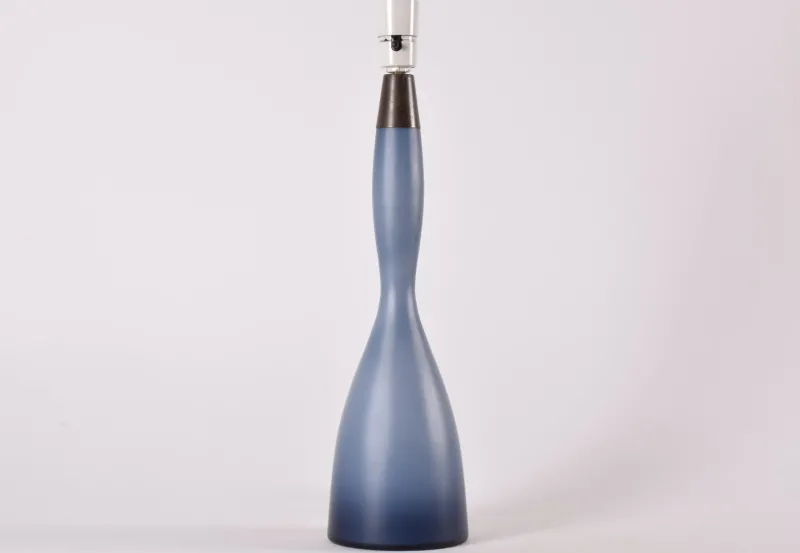 Hot Pamono Tall Danish Modern Gourd-Shaped Table Lamp in Blue Glass from Kastrup Holmegaard, 1960s