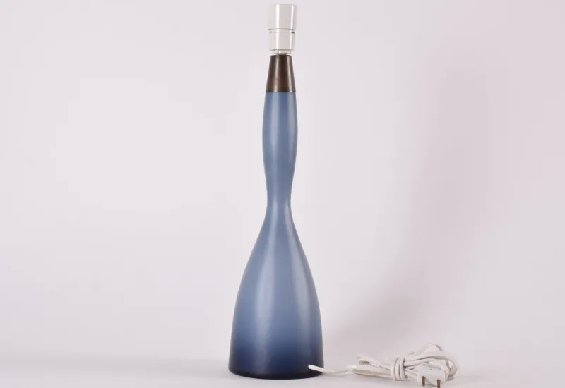 Hot Pamono Tall Danish Modern Gourd-Shaped Table Lamp in Blue Glass from Kastrup Holmegaard, 1960s