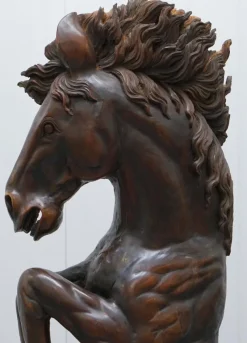 Discount Pamono Tall Hand-Carved Sculpture of Rearing Horse and Foal