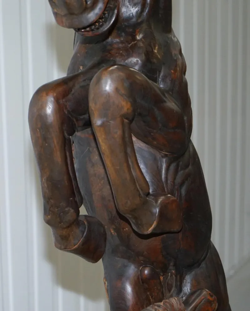 Discount Pamono Tall Hand-Carved Sculpture of Rearing Horse and Foal
