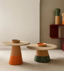 Pamono Tall Sablier Oak and Clay Coffee Table by Morica Design> Tables