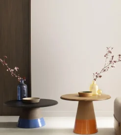 Pamono Tall Sablier Oak and Clay Coffee Table by Morica Design><noscript><img width=