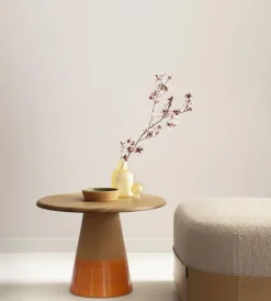 Pamono Tall Sablier Oak and Clay Coffee Table by Morica Design><noscript><img width=