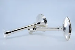 Pamono Tall Silver Candlesticks with Smooth Stems and Circular Bases><noscript><img width=