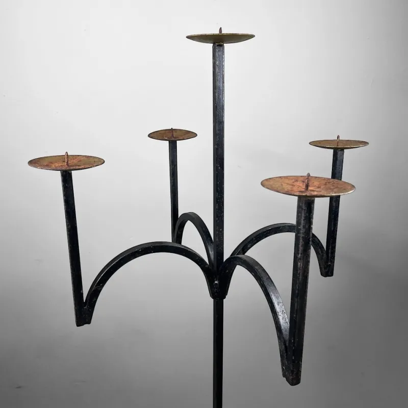 Pamono Tall Wrought Iron Candleholder, 1970s> Candleholders