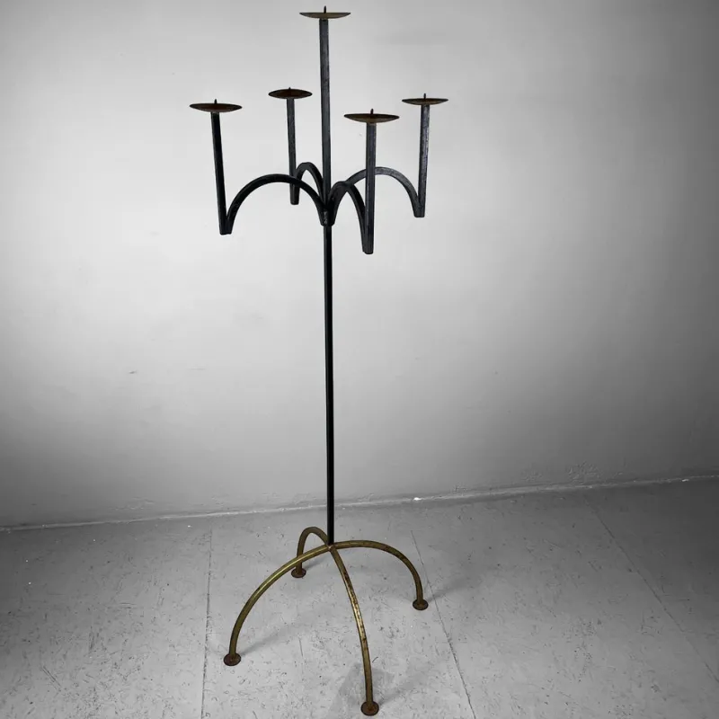 Pamono Tall Wrought Iron Candleholder, 1970s> Candleholders