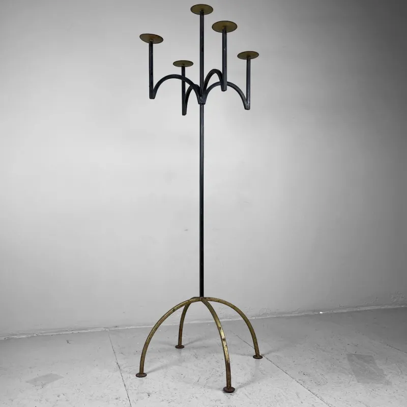 Pamono Tall Wrought Iron Candleholder, 1970s> Candleholders
