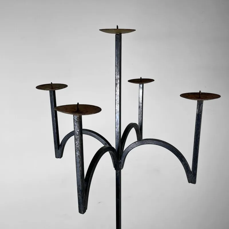 Pamono Tall Wrought Iron Candleholder, 1970s> Candleholders
